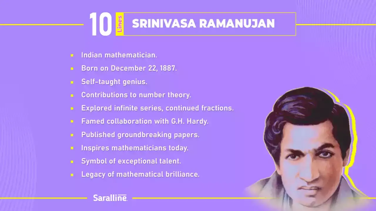 10 lines on Srinivasa Ramanujan in English [PDF]