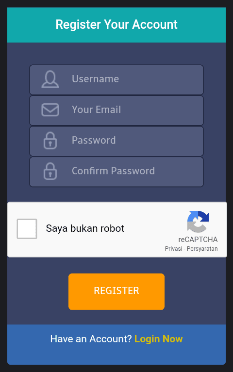 Jika sudah Centang "Captcha" dan pilih "Register".