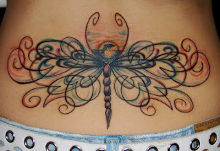 dragonfly lower back tattoo