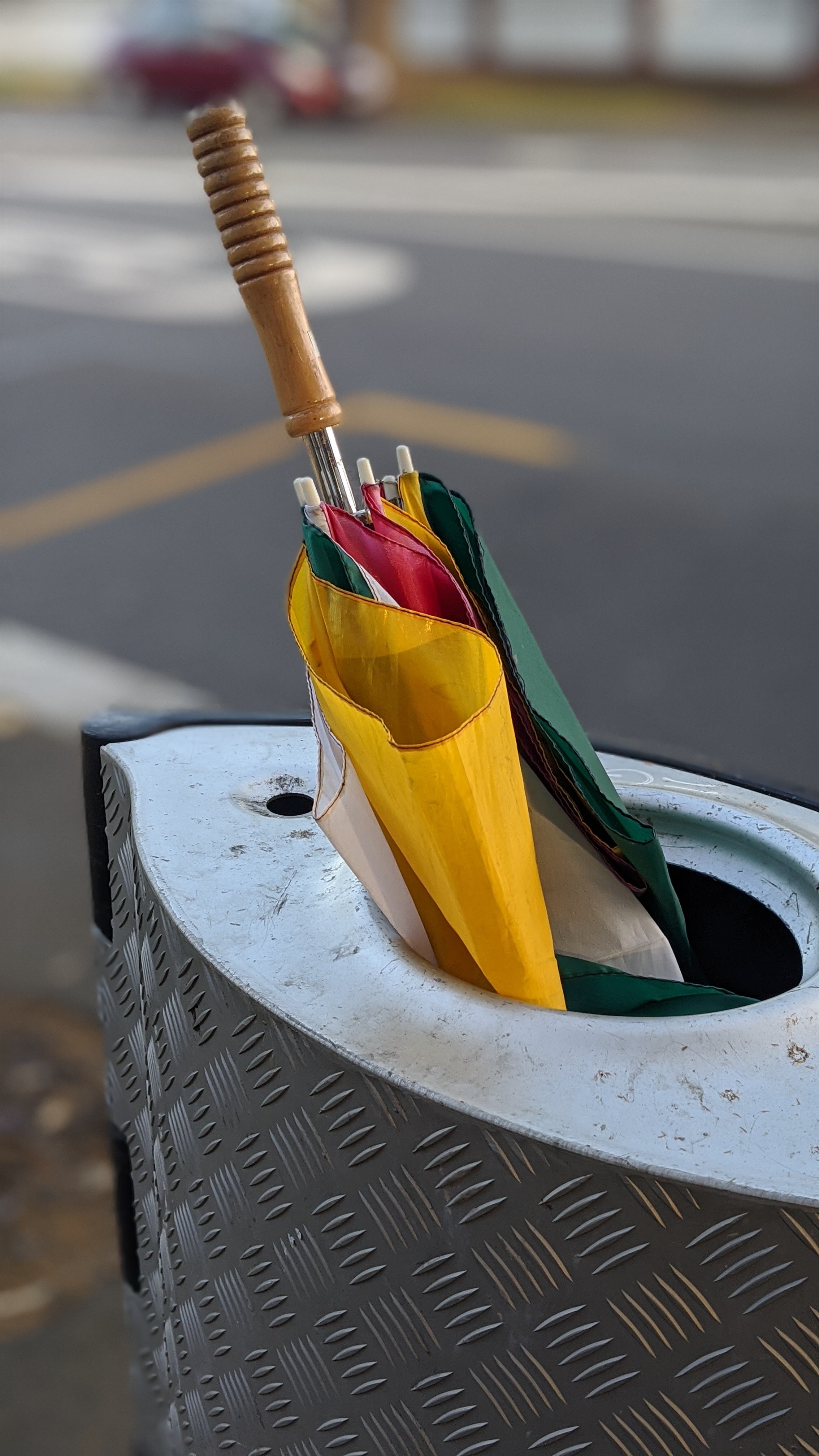 Umbrella in a bin