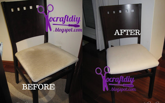 Reupholstering dining chairs-Before and After