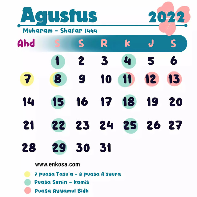Kalender Hijriyah Agustus 2022 1444H