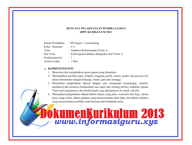 Download RPP IPA Kelas 4 Kurikulum 2013