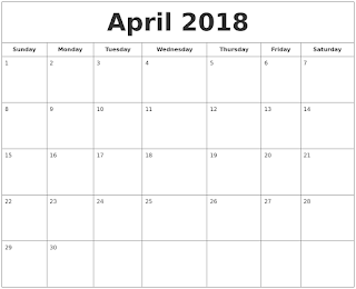 Free Printable Calendar April 2018