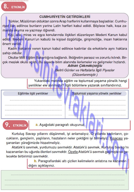 4. Sınıf Türkçe Çalışma Kitabı Cevapları Doku Yayınları Sayfa 39