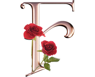 Abecedario Metalizado con Rosas Rojas. Metallic Alphabet with Red Roses.
