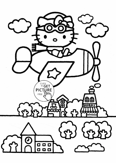 Hello Kitty Is Pilot Coloring Page For Kids For Girls Coloring Pages  Printables Free