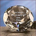 Engraved Optic Crystal Diamond Paperweight