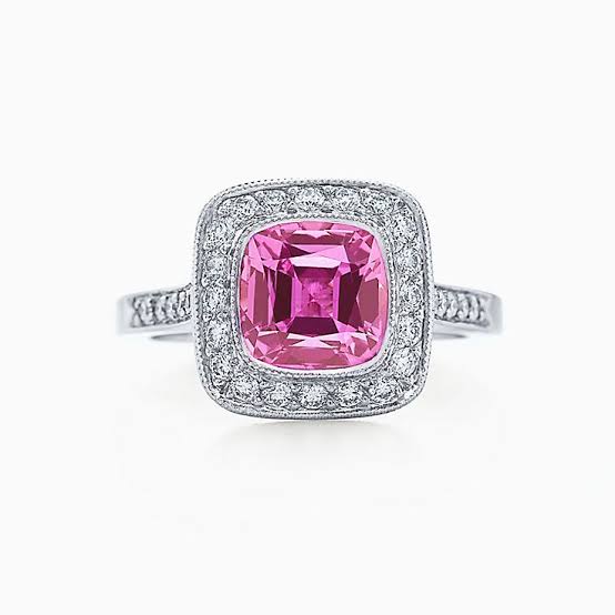 Tiffany pink sapphire and diamond engagement ring