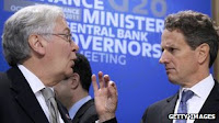 Bank of England Governor Sir Mervyn King, New York Fed President Timothy Geithner