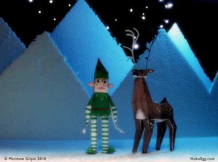 Christmas Elf and Reindeer Papercraft