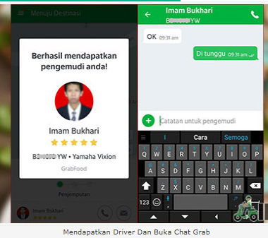 Mendapatkan Kurir serta Buka Chat Grab