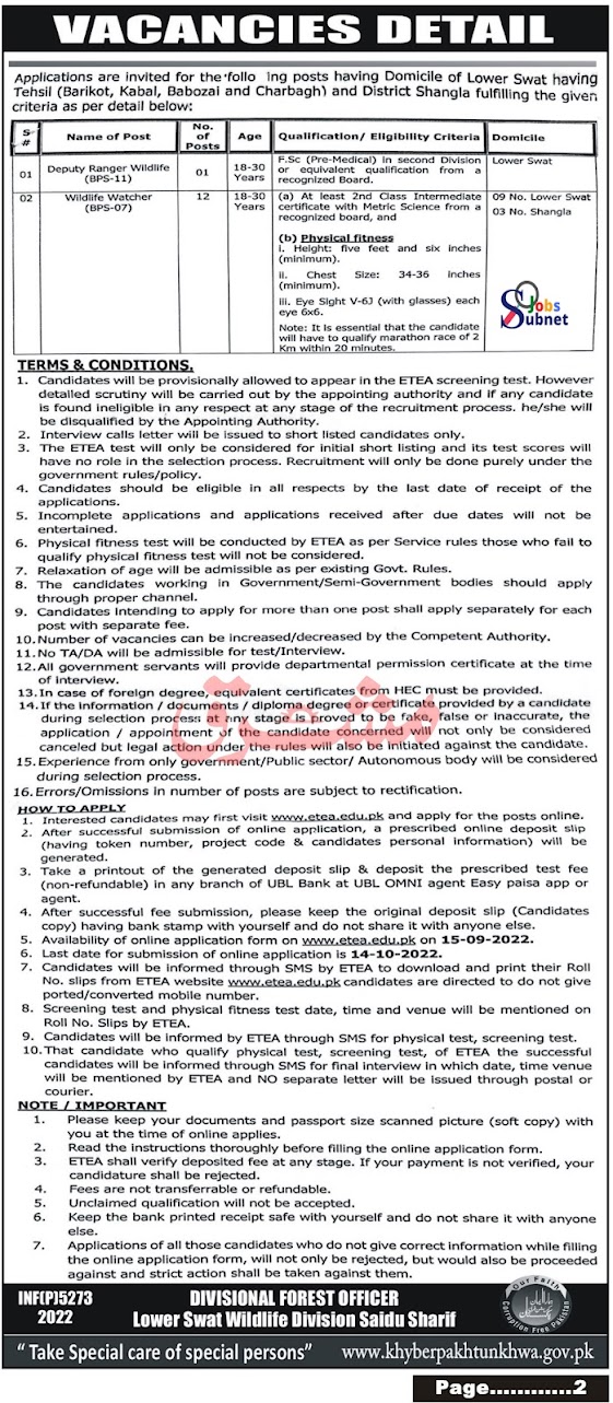 Forest and Wildlife Department Jobs 2022