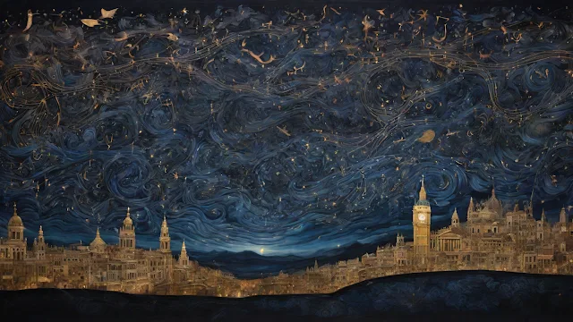 AI Image Representing: A night sky where constellations form from interconnected financial symbols, illustrating the interconnectedness and complexity of inheritance tax. The environment is a celestial space filled with shimmering financial symbols, conveying the vastness and intricate nature of financial planning.