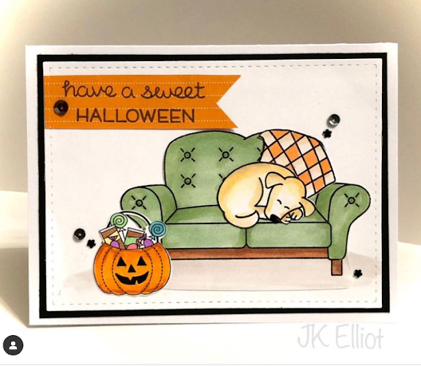 Have a sweet Halloween  by Jennifer K. features a Newton's Nook Designs freebie image and a Simon Says Exclusive NND stamp set;  #inkypaws, #newtonsnook, #halloweencards, #cardmaking, #puppycards