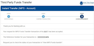 HDFC Bank IMPS Funds Transfer