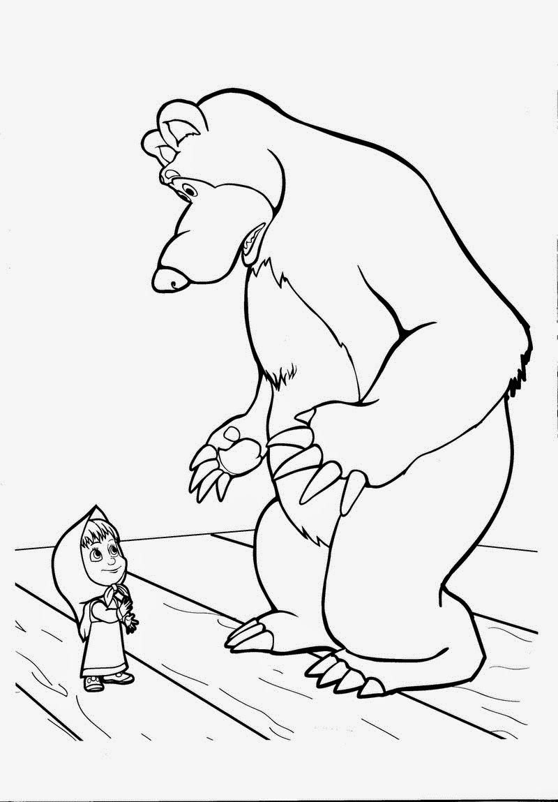 Masha and Bear coloring pages for kids printable free