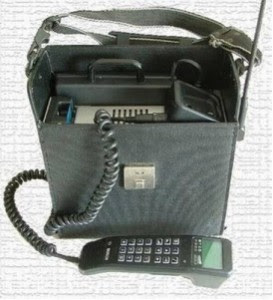 briefcase phone, bag, heavy, original, genesis, first cell phone