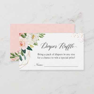  Diaper Raffle Elegant Blush Floral Baby Shower Enclosure Card