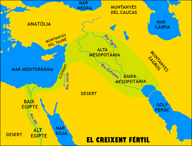 Mapa del Creixent Fèrtil durant l'edat antiga.