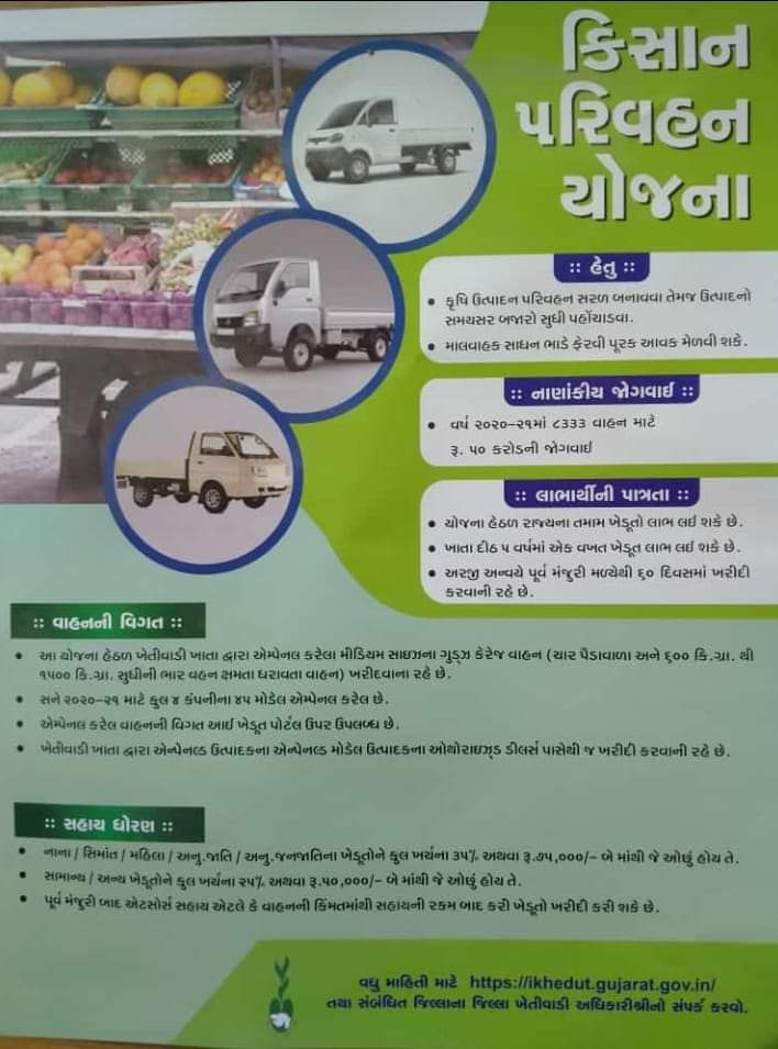 Kishan Parivahan Yojna Gujarat 2021-22