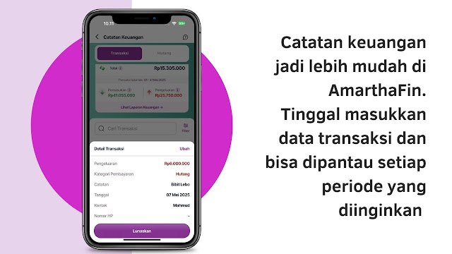 Catatan transaksi di AmarthaFin