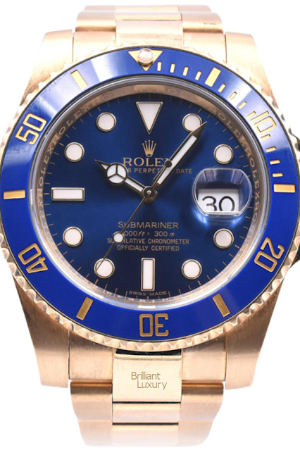 ♦Rolex Submariner bue ceramic 18k yellow gold watch #brilliantluxury