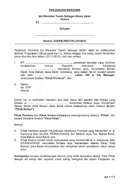 Surat Perjanjian Bersama