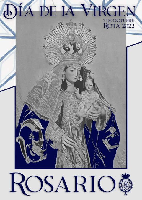Cartel anunciador del día de la Virgen en honor a la Virgen del Rosario de Rota 2022