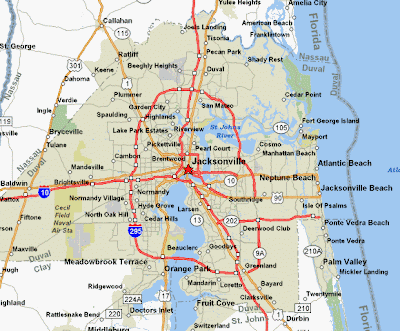 Map of Jacksonville FL