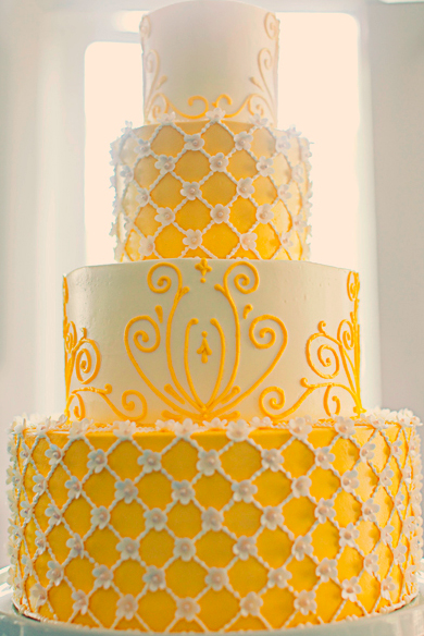 orange and yellow wedding cake