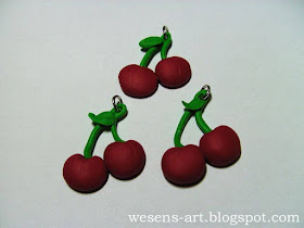 Polymer Clay Cherries      wesens-art.blogspot.com