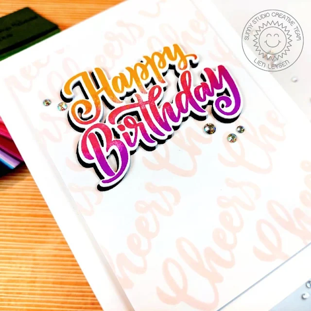 Sunny Studio Stamps: Big Bold Greetings Birthday Card by Lien Leysen