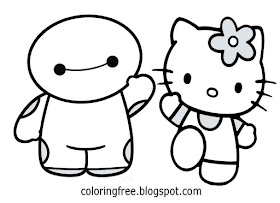 Easy Disney coloring big hero 6 Hello Kitty cute Baymax drawing creative cartoon ideas for beginners