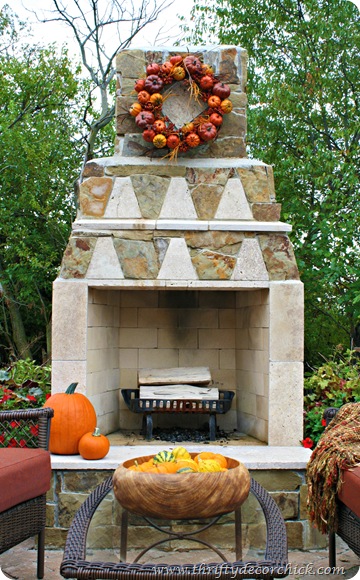 pumpkin wreath firplace
