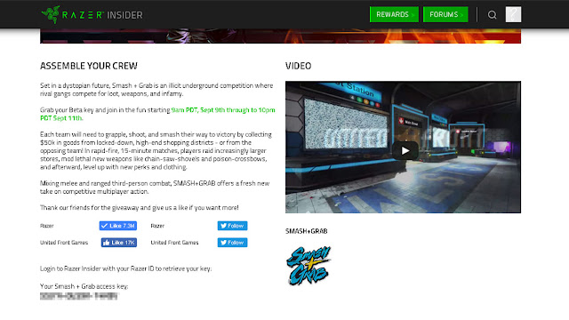 Smash + Grab Free Trial Key From Razer Insider