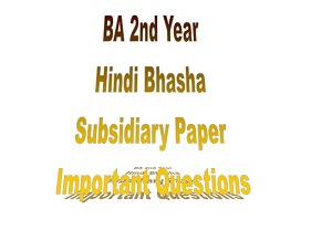BA Part 2 Hindi Subsidiary Important Questions 2022 In Hindi