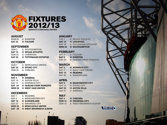 Manchester united match schedule in 2012-2013