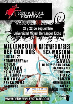 Cartel del redweevilfestival, festival rock punk en Elche, Alicante