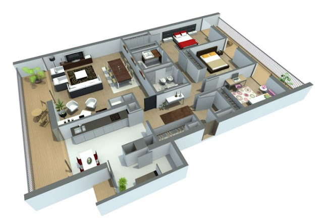 House in large plan 3D