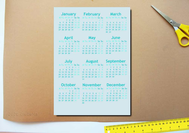 2020 Calendars Printable Mini ''4 Designs of Mint''