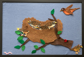 Spring flannel board rhyme, 5 little robins