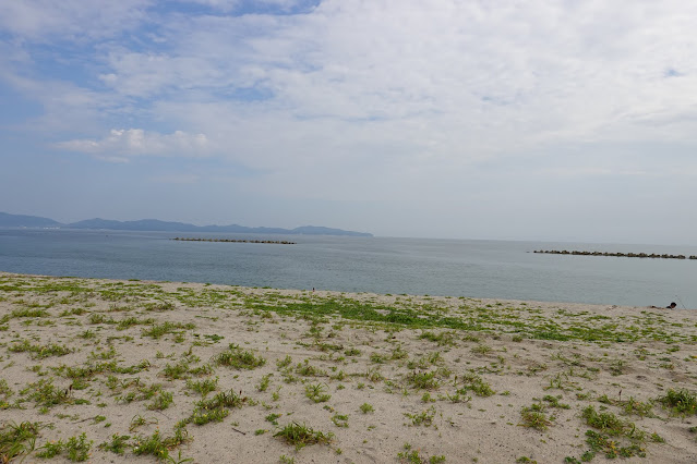 鳥取県米子市河崎　砂浜　島根半島の眺望