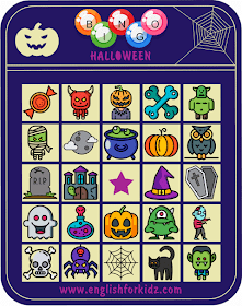 Printable Halloween bingo card