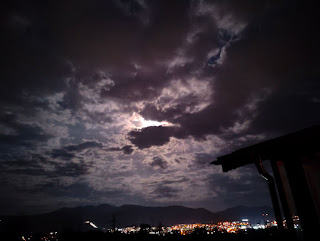 The moon behind the cloud