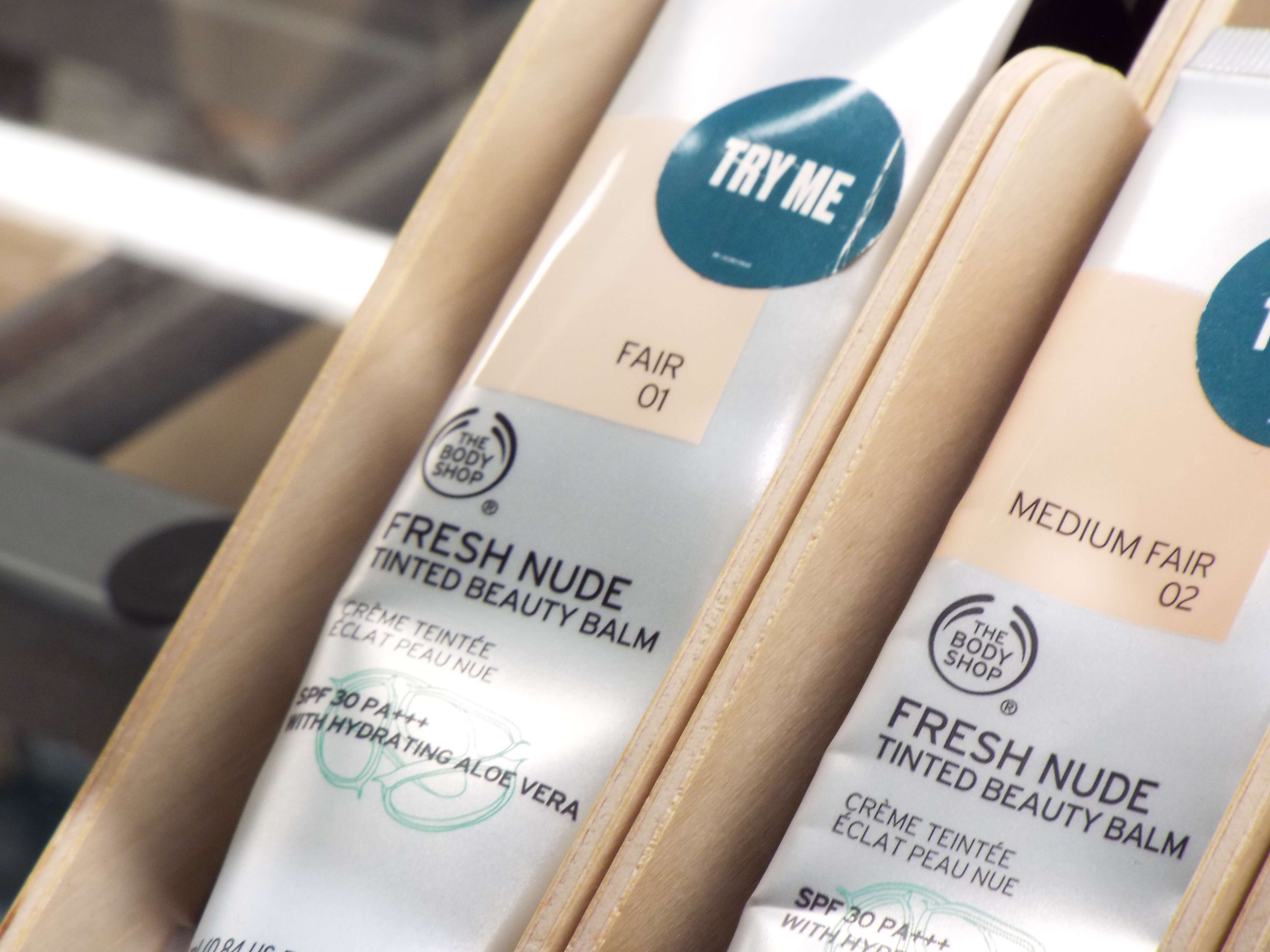 The Body Shop Fresh Nude Tinted Beauty Balm in shade 01 Fair and housed in silver squeeze-y tube.