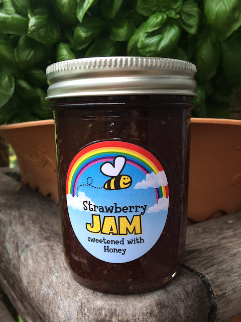 Custom Bee Happy honey jar labels