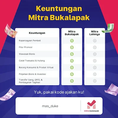 Keuntungan daftar Mitra Bukalapak kode referral