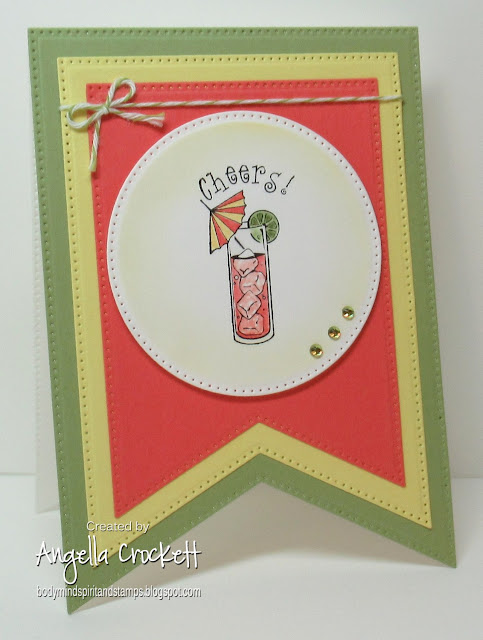 Inkadinkado Cheers, ODBD Custom Large Banners Dies, ODBD Custom Pierced Circles Dies, Card Designer Angie Crockett