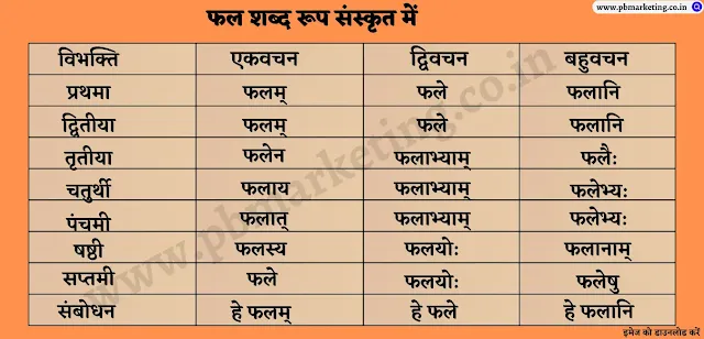 Fal Shabd Roop In Sanskrit